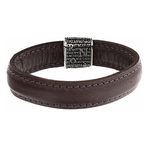 Pater bracelet 925 silver dark brown leather Agios 2