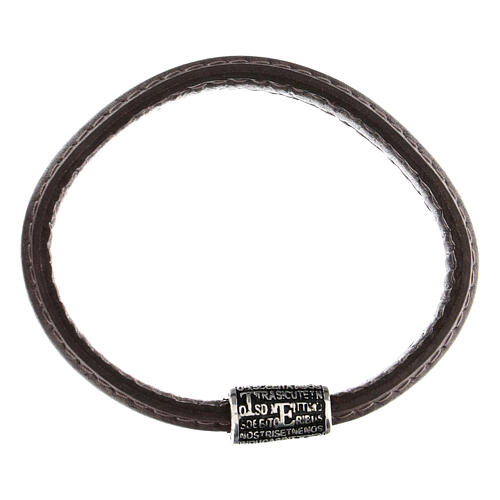 Pater bracelet 925 silver dark brown leather Benedictus 4