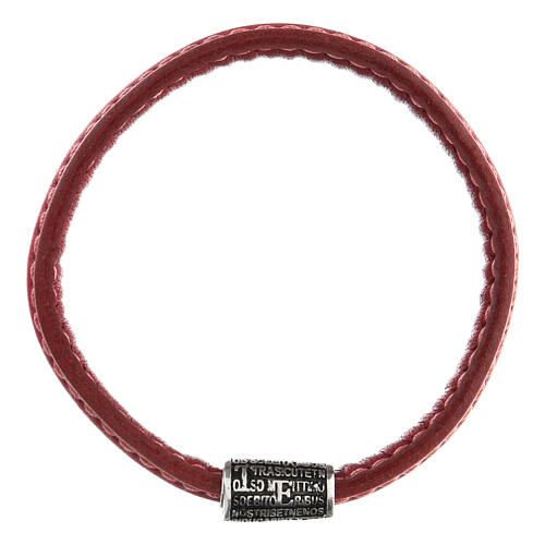 Pulsera Pater plata 925 cuero rojo Benedictus 4