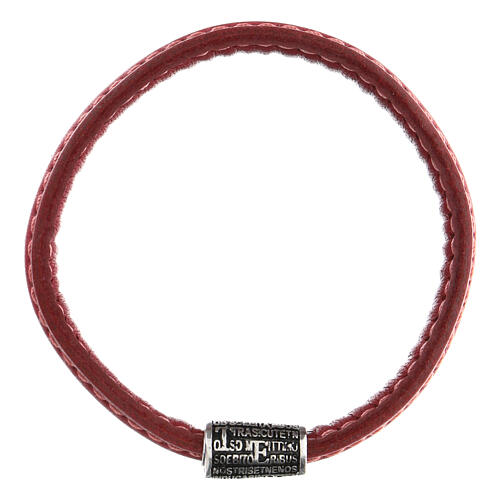 Bracelet Agios Pater argent 925 cuir rouge 3