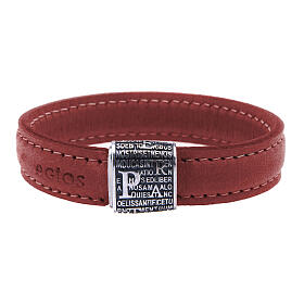 Pulseira Pater Agios prata 925 couro vermelho