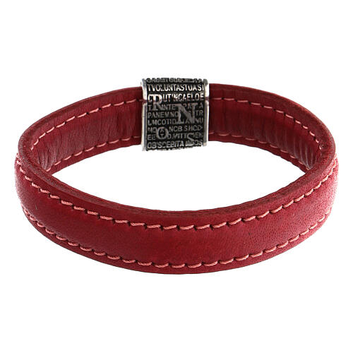 Pater bracelet in 925 silver Agios red leather 3