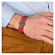 Pater bracelet in 925 silver Agios red leather s2