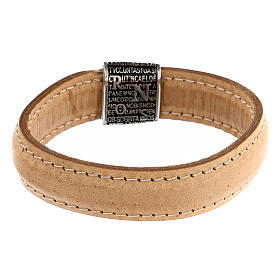 Pater bracelet by Agios, camel leather and 925 silver