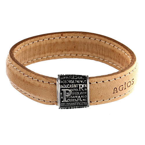 Pater bracelet by Agios, camel leather and 925 silver 1