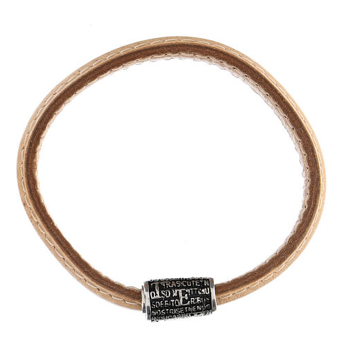 Pulsera Pater Agios plata 925 cuero camel 3