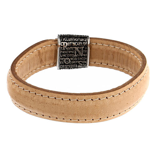Bracciale Pater Agios argento 925 pelle cammello 3