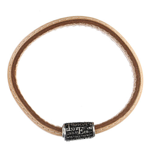 Bracciale Pater Agios argento 925 pelle cammello 4