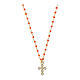 Agios necklace with orange enamel beads, gold plated 925 silver s1