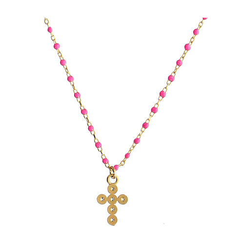 Agios necklace in 925 silver with fuchsia zircon micro-enamels 3