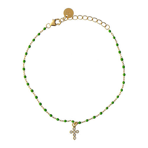 Agios bracelet of gold plated 925 silver with green enamel beads 1