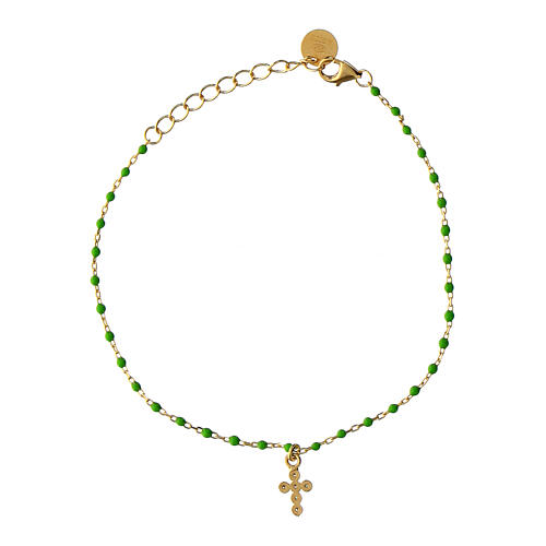 Agios bracelet of gold plated 925 silver with green enamel beads 2