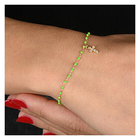 Pulsera Agios microesmaltes verdes plata 925 dorada