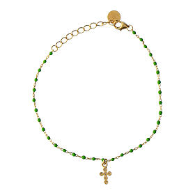 Pulseira banhada a ouro Agios esmalte verde prata 925 zircões