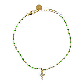 Agios bracelet with green micro beads in gilded silver 925