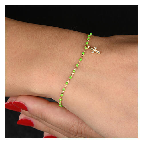 Agios bracelet with green micro beads in gilded silver 925 2