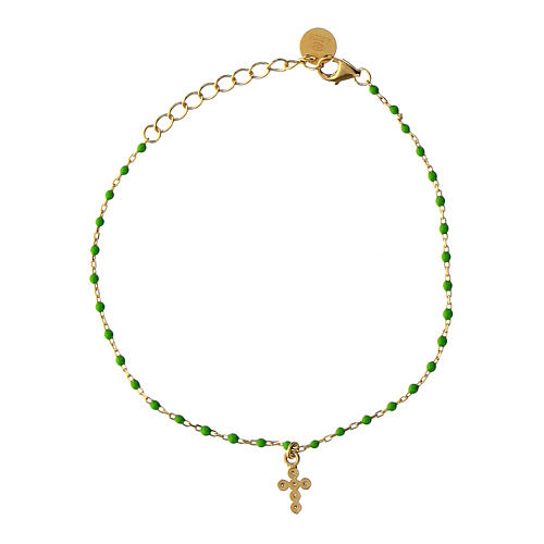 Agios bracelet with green micro beads in gilded silver 925 3