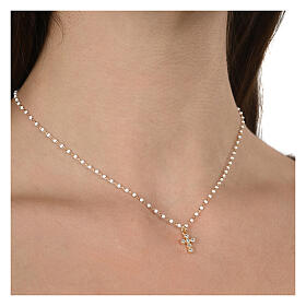 Collana Agios placcata oro microsmalti bianchi zirconi argento 925 