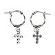 Agios huggie earrings with cross of blue rhinestones, rhodium-plated 925 silver s2