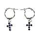 Orecchini cerchio croce Agios zirconi blu rodiato arg 925 s1