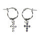 Orecchini cerchio croce Agios zirconi blu rodiato arg 925 s3