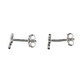 Agios Crucis stud earrings with white rhinestones, rhodium-plated 925 silver