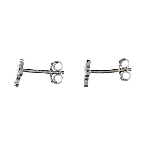 Agios cross earrings with white zircons rhodium-plated 925 silver 2