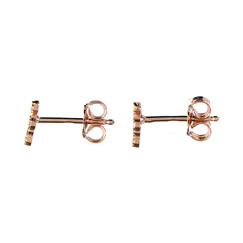 Agios earrings with pink crosses and white zircons in 925 silver 2