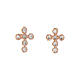 Agios earrings with pink crosses and white zircons in 925 silver s1