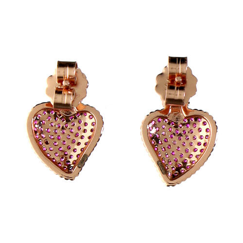 Sacrum Cor stud earrings with white rhinestones, rosé 925 silver, Agios Gioielli 5
