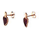 Sacrum Cor stud earrings with white rhinestones, rosé 925 silver, Agios Gioielli s2