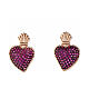 Sacrum Cor stud earrings with white rhinestones, rosé 925 silver, Agios Gioielli s1