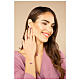 Sacrum Cor stud earrings with white rhinestones, rosé 925 silver, Agios Gioielli s4