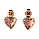 Sacrum Cor stud earrings with white rhinestones, rosé 925 silver, Agios Gioielli s5