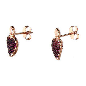 Sacred heart earrings rose ruby Agios 925 silver