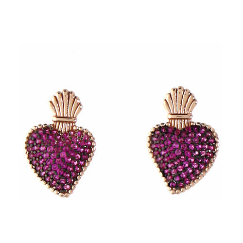 Sacred heart earrings rose ruby Agios 925 silver 1