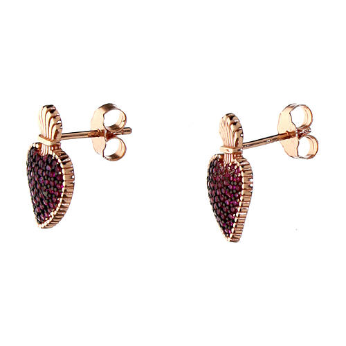 Sacred heart earrings rose ruby Agios 925 silver 2