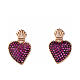 Sacred heart earrings rose ruby Agios 925 silver s1