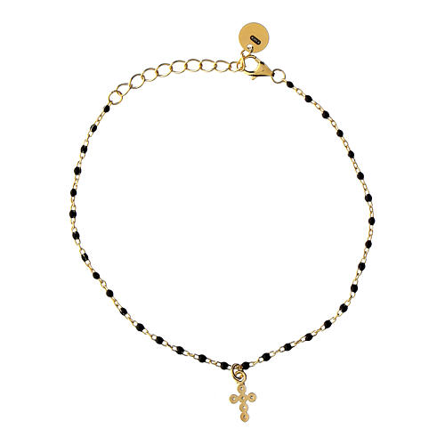Gold plated Agios bracelet with black enamel beads, 925 silver 2