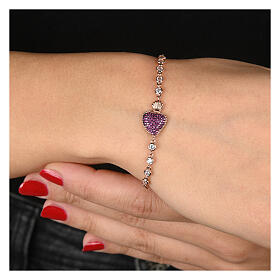 Sacrum Cor bracelet by Agios, rosé 925 silver and purple rhinestones