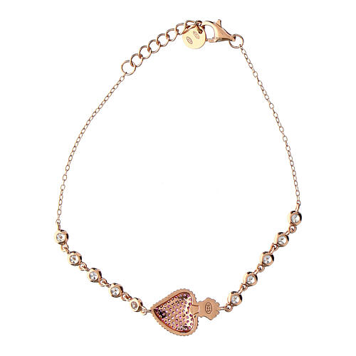Pulsera sacrum cor rosada zircones bruñido Benedictus plata 925 3