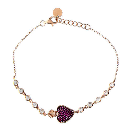 Bracciale sacrum cor rose' zirconi brunito Agios arg 925  1