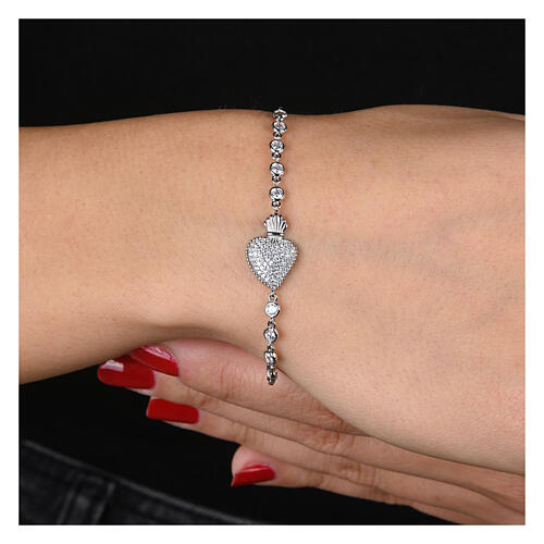 Armband von Benedictus, Sacrum Cor, 925er Silber, rhodiniert, weiße Zirkone 2