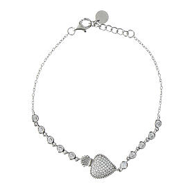 Agios Sacred Heart bracelet rhodium-plated 925 silver white zircons