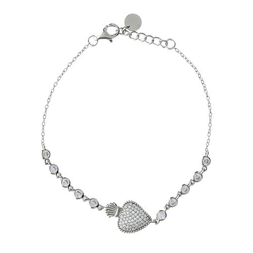 Agios Sacred Heart bracelet rhodium-plated 925 silver white zircons 1