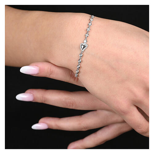 Bracelet Sacré Coeur argent 925 rhodié Agios zircons blancs 2