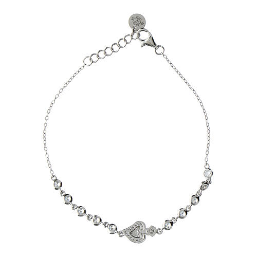 Bracelet Sacré Coeur argent 925 rhodié Agios zircons blancs 3