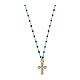 Gold-plated cross necklace turquoise micro-enamels Agios zircons s1