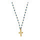 Gold-plated cross necklace turquoise micro-enamels Agios zircons s2