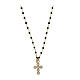 Kette von Agios, Kreuz-Anhänger, schwarz emaillierte Perlen, 925er Silber, vergoldet s1